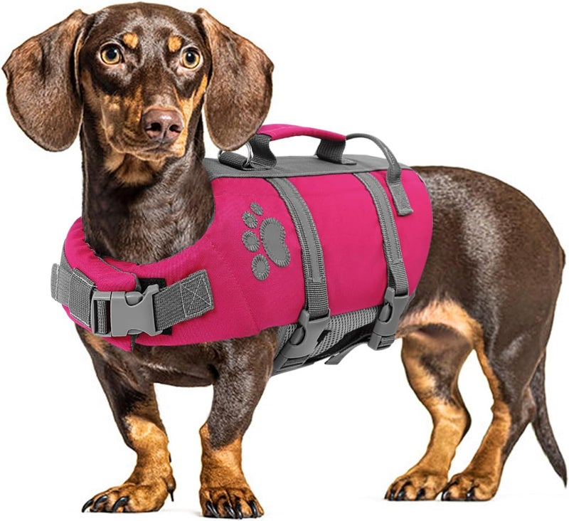 Queenmore Small Dog Life Jacket, Ripston Puppy Life Vest, Small Dog Life Vest for Swimming, Safety Doggie Swimming Vest with Handle, Puppy Life Vest for Boating Pet Lifesaver for Swim Water Pool - Image 1